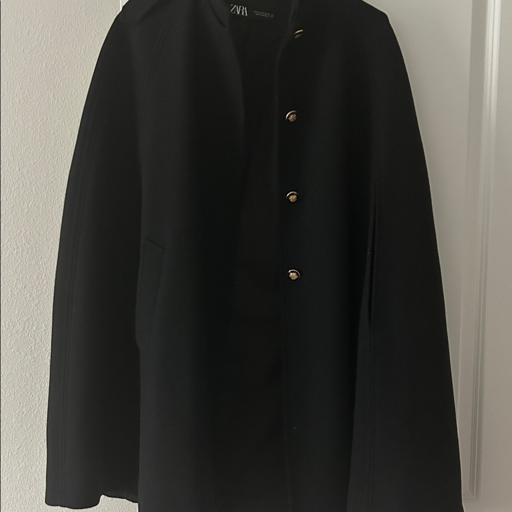 Zara women’s Elegant Black Pea Coat